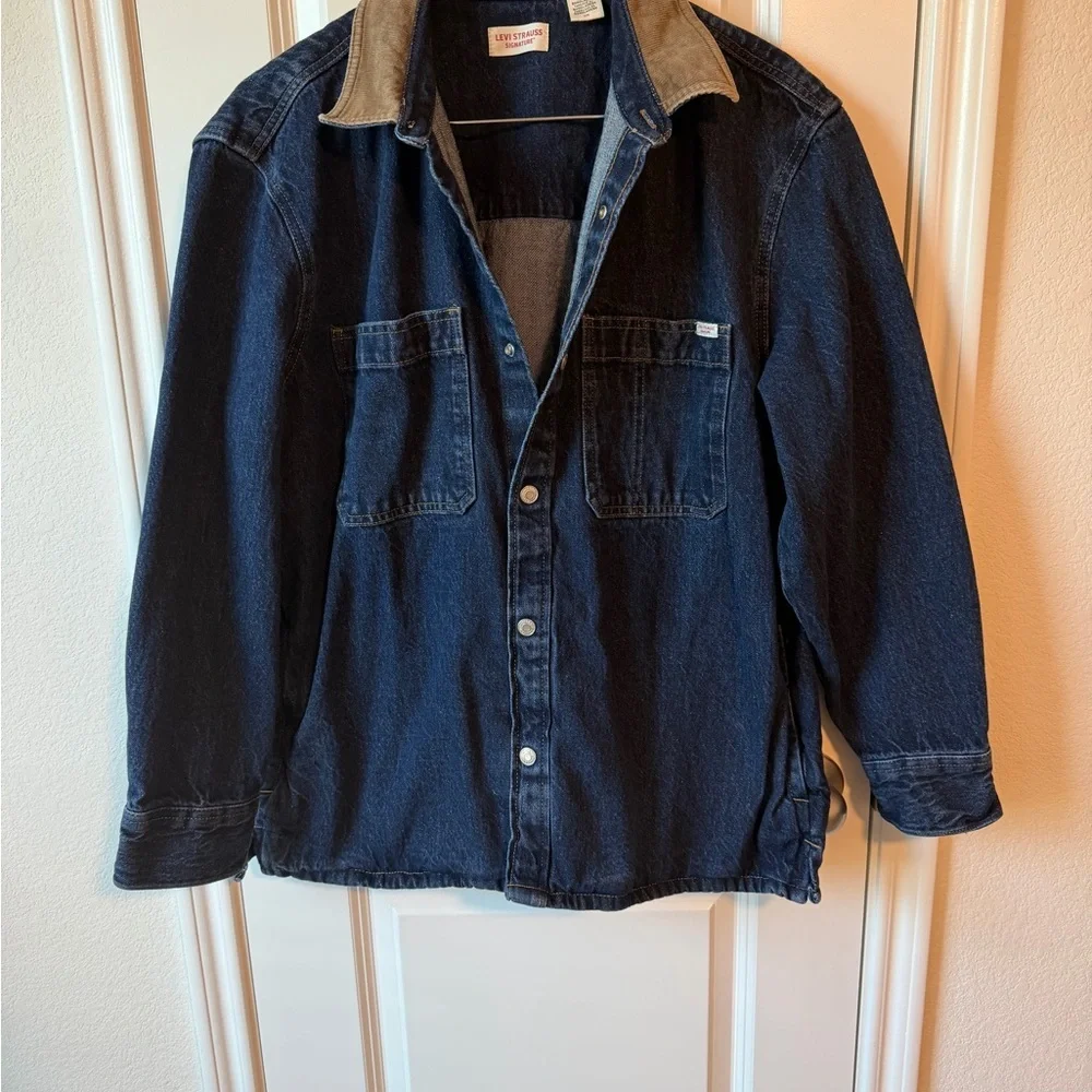 ⚡️LEVI’S Men's Denim Jacket with Tan Collar - Picture 3 of 6